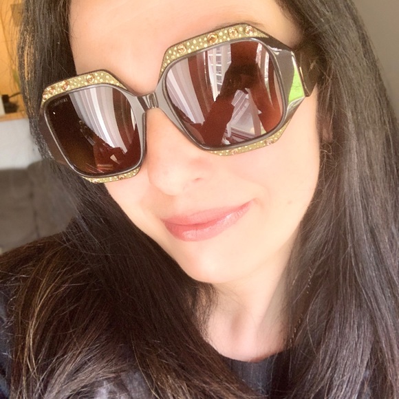 Authentic SWAROVSKI 53mm crystals geometric square sunglasses - Picture 8 of 16